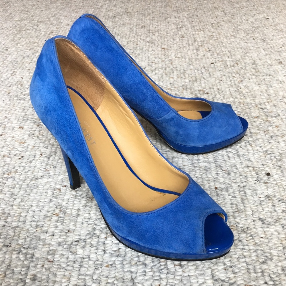 Peep toe brushed suede heels